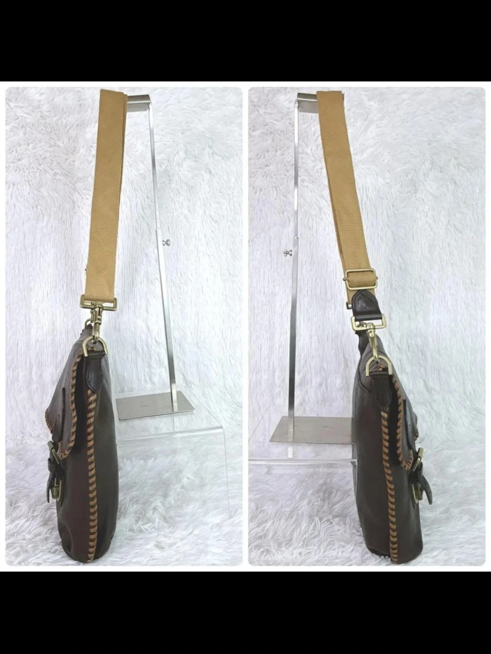 Mulberry Dark Brown Leather Messenger Bag with Whipstitch Trim